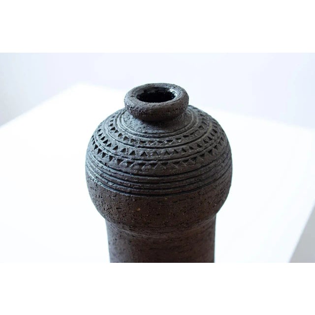 Mid-Century Modern Brutalist Chamotte Ceramic Vase by Inger Persson for Rörstrand, 1960s For Sale - Image 3 of 6