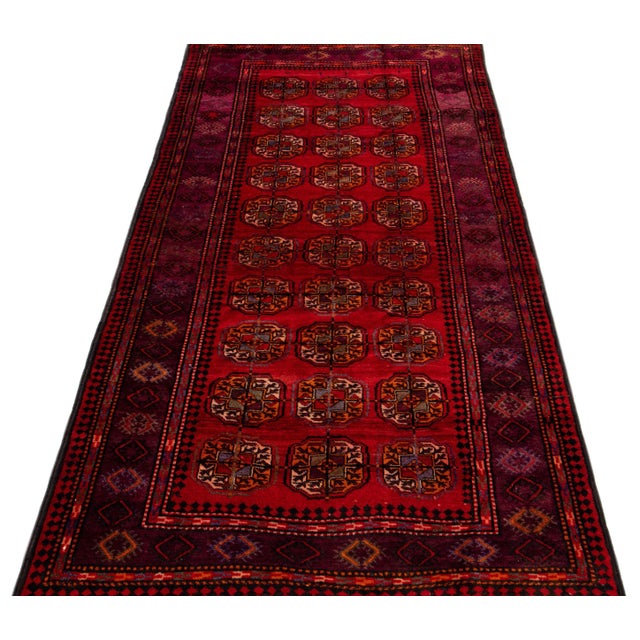 Persian 1960s Vintage Persian Shiraz Handmade Red All-Over Wool Rug For Sale - Image 3 of 7