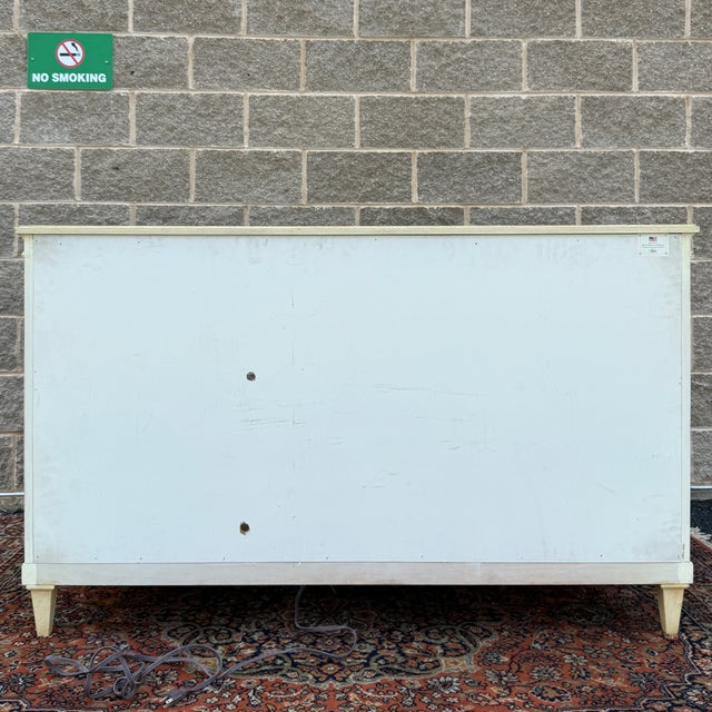 Vintage Baker Furniture Neoclassical Tambour Door Media Credenza in Toupe For Sale - Image 14 of 17