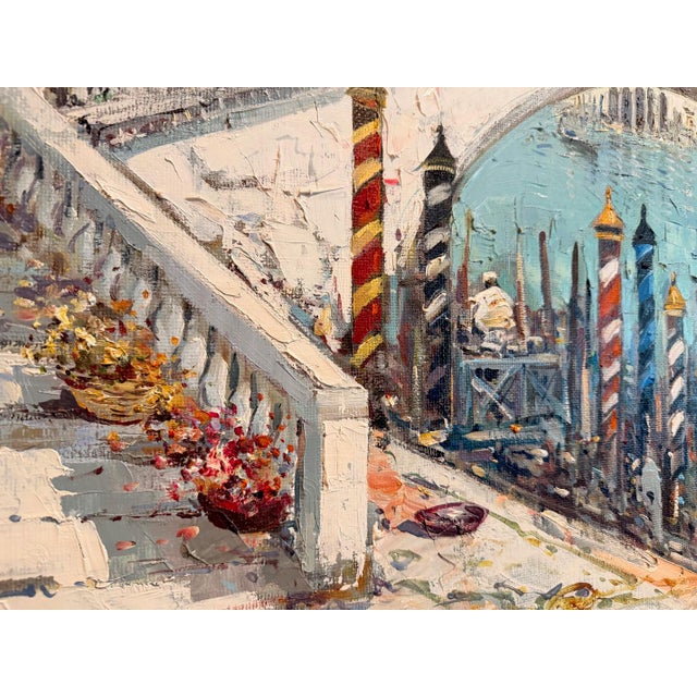 Original Ciro Canzanella Oil Painting "Ponte Di Rialto" 42x57 For Sale - Image 12 of 16