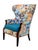 1960s Vintage Baby Blue Floral Wingback Accent Chair For Sale In New York - Image 6 of 10