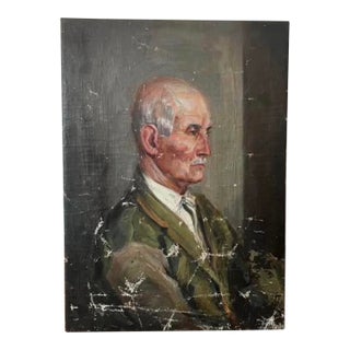 1900s Original Antique Oil Painting Portrait of a Man For Sale