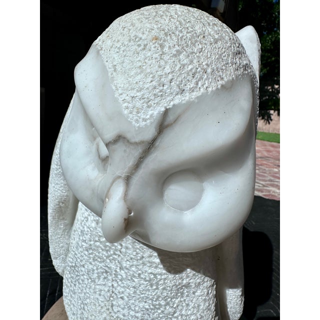 Late 20th Century Substantial Hand-Carved Marble Owl Sculpture by Frank McGuire, Taos, New Mexico For Sale - Image 5 of 11