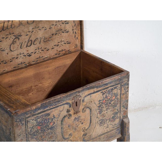 Wood Antique Hand-Painted Wedding Chest, 1846 For Sale - Image 7 of 18