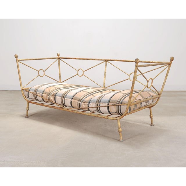 Giacometti Style Neoclassical Gilt Iron Daybed or Sofa 7 Ft For Sale - Image 4 of 18