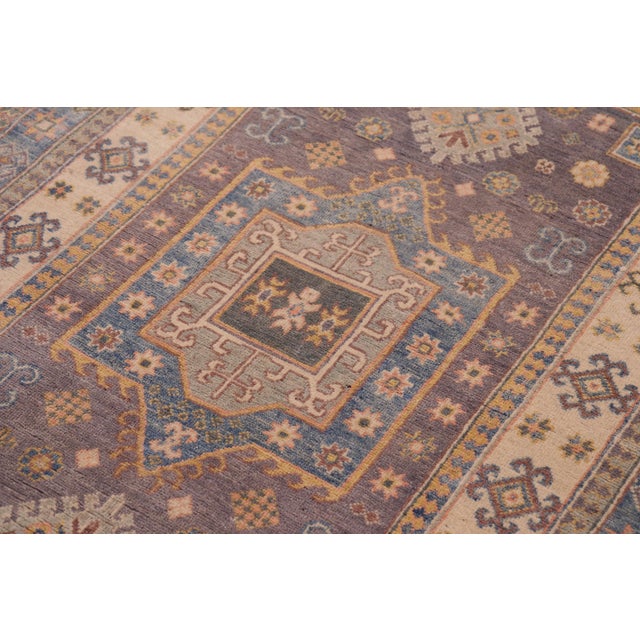 Shabby Chic Southwestern Kazak Rustic Light Gray/Light Blue Wool Rug - 3'10''x5'10'' For Sale - Image 3 of 10