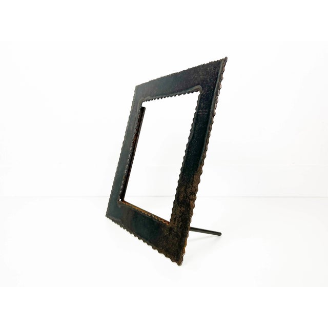 Vintage Brutalist Torch Cut Metal Picture Frame For Sale - Image 4 of 13