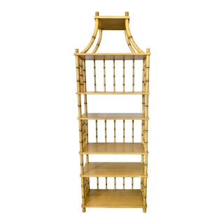 Vintage Painted Faux Bamboo Etagere For Sale