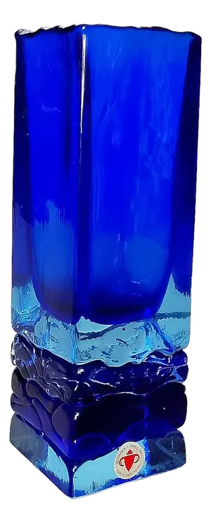 Vintage Hand Made Cobalt Blue Glass Vase from Beranek, Czech Republic, 1990s