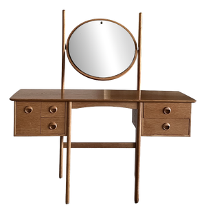 Vintage Norwegian Oak Dressing Table with Mirror, 1970s