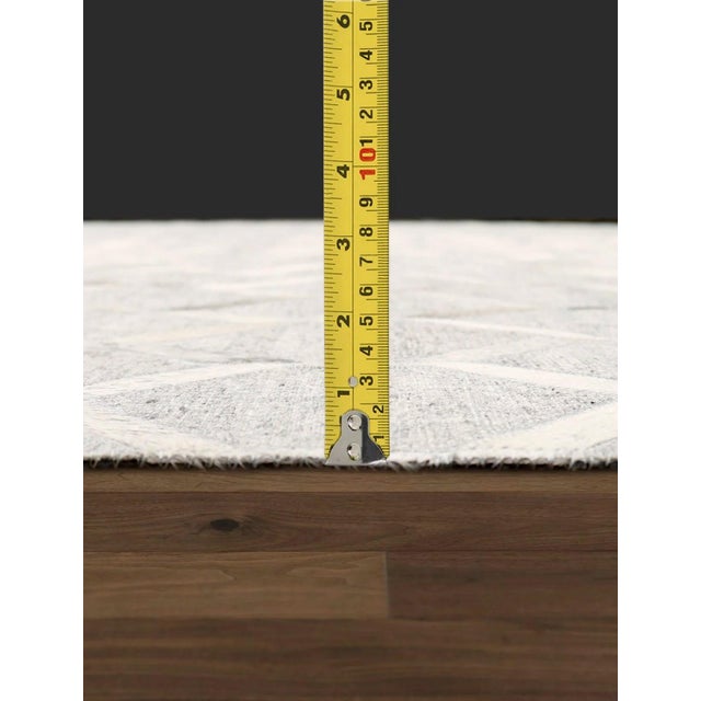 2010s Galaxy Cowhide & Sari Silk Silver Area Rug, 4' 0'' X 6' 0'' For Sale - Image 5 of 7