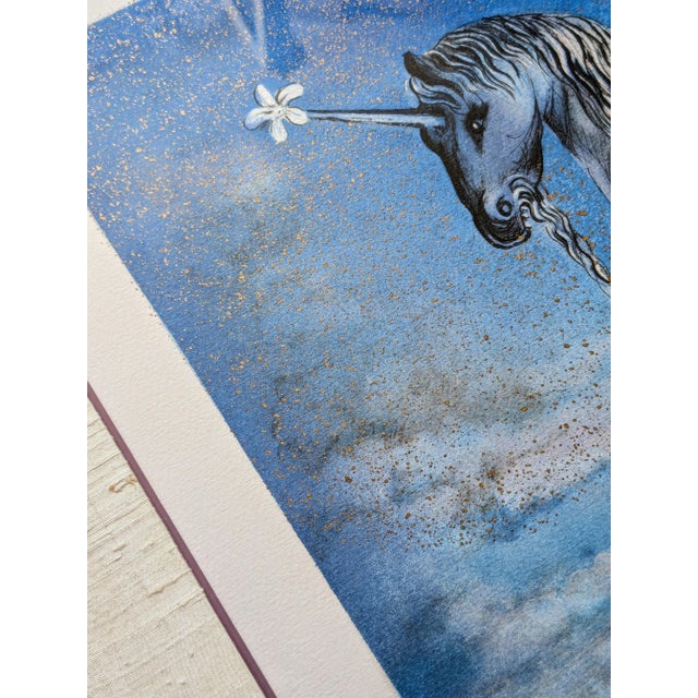 Salvador Dali, The Unicorn, Cheval Allegre, Original Color Lithograph with Gold Spots in Relief, 1970s For Sale - Image 3 of 15