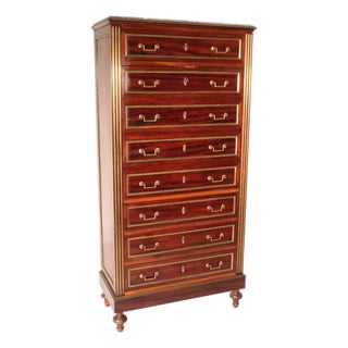 Antique Louis XVI Style Brass Mounted Mahogany Secretaire Abattant For Sale