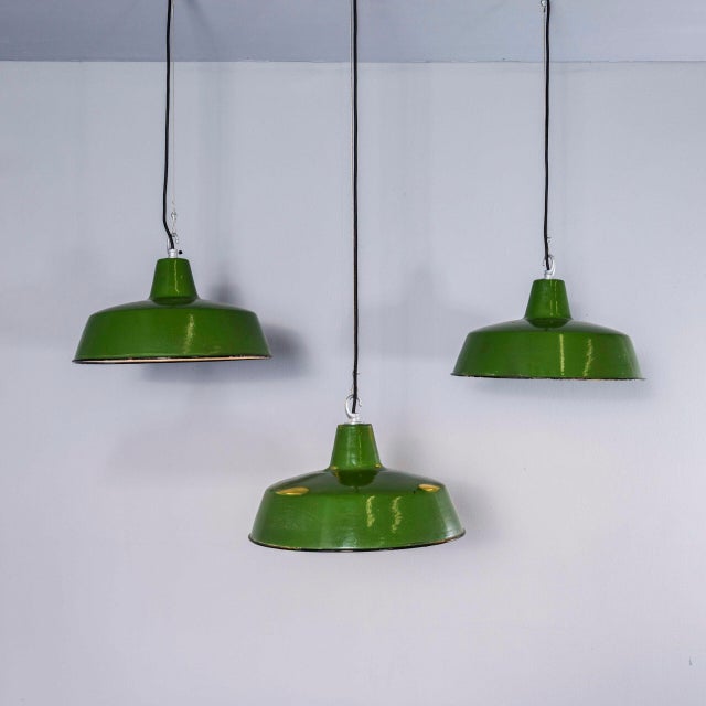 1950s Army Enamel Hanging Pendant Lamp, 1950s For Sale - Image 5 of 13