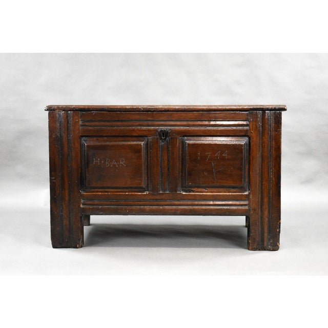 Antique Oak Marriage Chest, 1650 For Sale - Image 4 of 15
