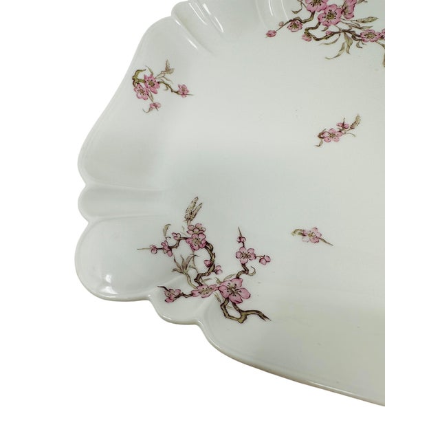 Ceramic Antique Haviland Limoges Platter | Schleiger 222 Pink Floral Pattern | H&Co L France 1888-1896 | Scalloped Victorian Serving Dish For Sale - Image 7 of 13