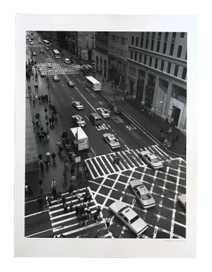 1980s "57th Street and 5th Avenue" New York Cityscape Black and White Photograph by Christopher Bliss