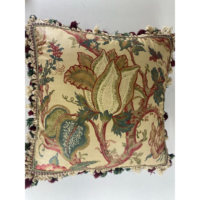 Ruby Red Vintage Tully and Marr Classic English Cotton Print Pillows/a Pair. For Sale - Image 8 of 9