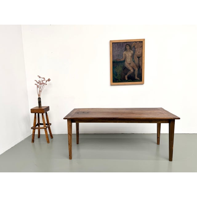 Farmhouse Table in Walnut with Tapered Legs, 1950s For Sale - Image 12 of 18