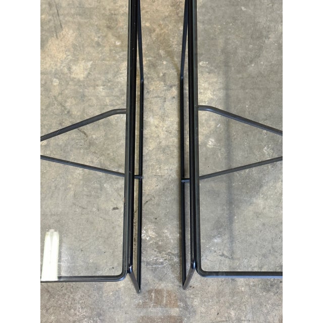 Max Sauze 1980s Iron and Glass Modernist Tables Attributed to Max Sauze, a Pair For Sale - Image 4 of 10