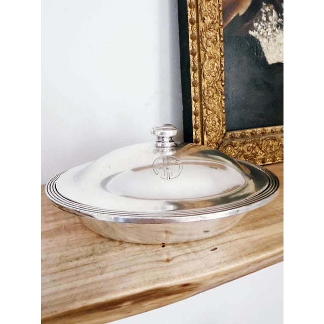 A beautiful vintage circa 1950s silver plated lidded dish from the historic Hollywood vacation resort Arrowhead Springs...