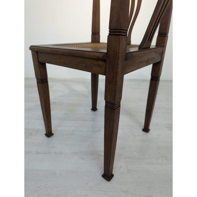 Art Nouveau Corner Oak Armchair with Raffia, 1920s For Sale - Image 14 of 15