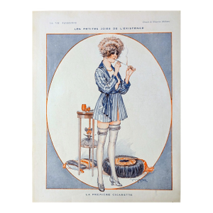 Authentic La Vie Parisienne 1921 Maurice Millière "La Première Cigarette" Back Cover Print