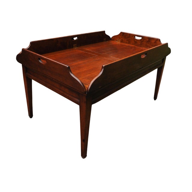 Campaign Mahogany and Brass Butlers Coffee Table by Kennedy Furniture for Harrods For Sale - Image 6 of 12