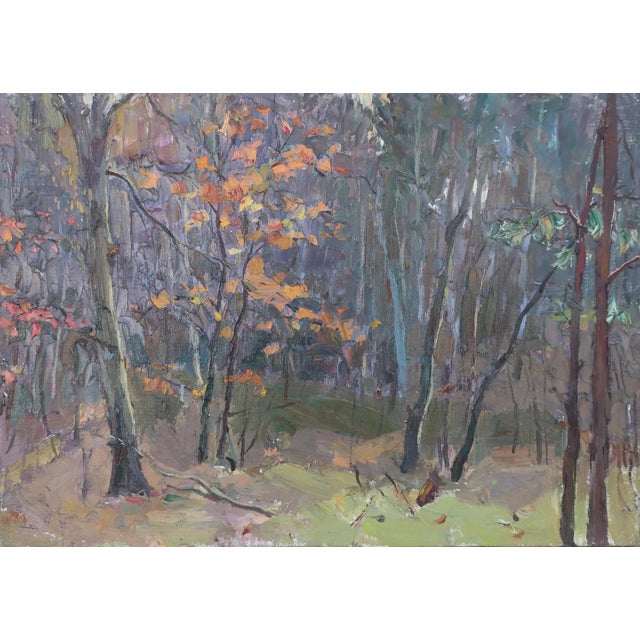 Impressionism Forest Oil Painting, Ukrainian Artist Sokolovsky, 1970s 35-50 For Sale