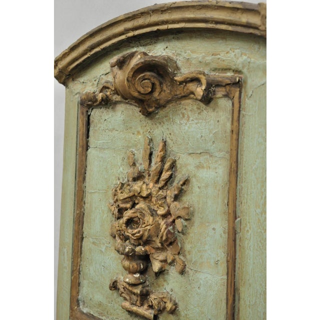 18th C French Louis XV Baroque Style Green Distress Painted Trumeau Wall Mirror For Sale In Philadelphia - Image 6 of 18