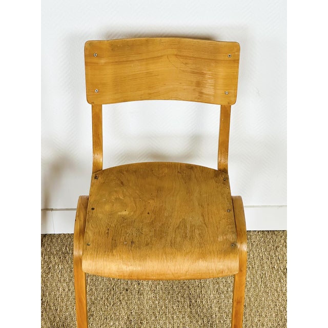 Set of Vintage School Chairs in Beech, 1960 For Sale - Image 13 of 16
