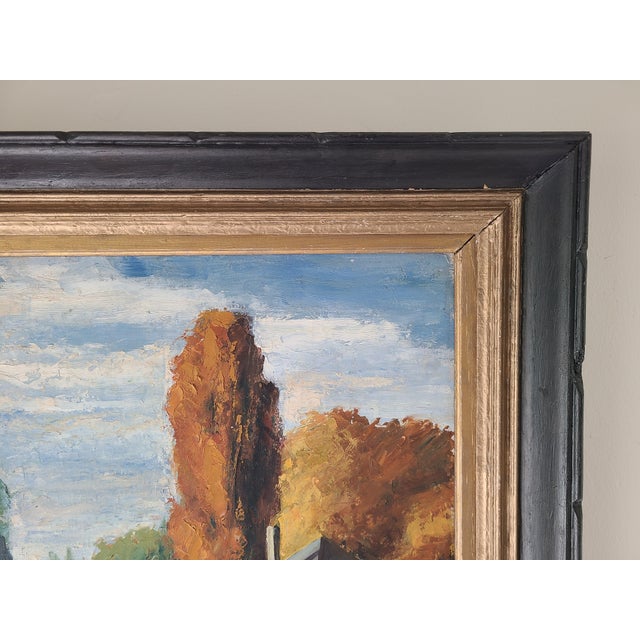 Vintage 1950s Oil Painting Rambouillet France Landscape For Sale - Image 12 of 16