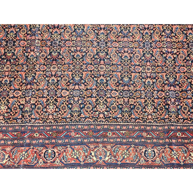 Vintage Persian Bidjar Rug, Hand-Knotted Wool, All-over Herati Geometric Pattern, Navy & Rust-Red,9x12 For Sale - Image 13 of 16