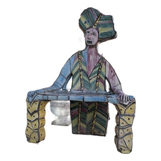 Vintage Martha Stevenson Handmade Sculptural Ceramic Garden Bench For Sale