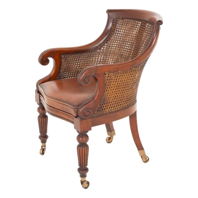 Regency Revival Desk Chair in Mahogany, 1920s For Sale
