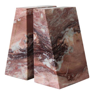 Vintage Pink Marble Bookends. - a Pair For Sale