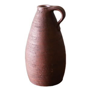 Studio Ceramic Brown Earthenware Jug Vase With Handle C 1970