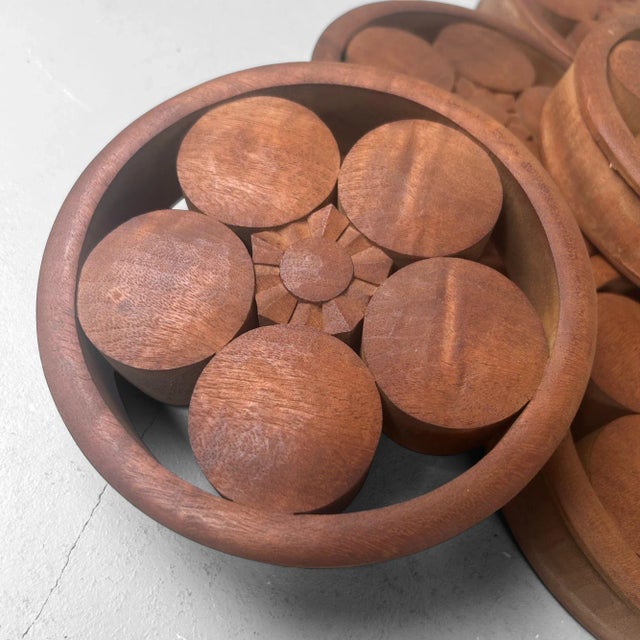 Japanese Wooden Plum Blossom Ornaments, 1920s, Set of 9 For Sale - Image 11 of 17