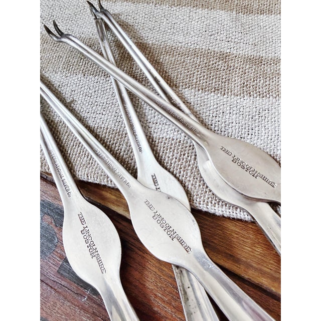 Art Deco 1920s Set of Silver Lobster Picks From the Hotel Lincolnshire in Boston - 5 pcs For Sale - Image 3 of 5