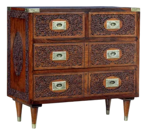 Mid 20th Century Carved Chest of Drawers by Fazal Rahim & Bros, 1960s