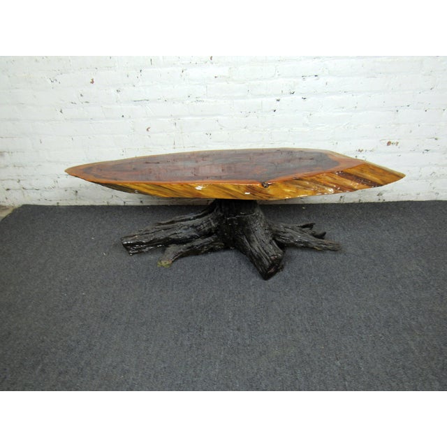 Burnt Umber Mid 20th Century Live Edge Side Table For Sale - Image 8 of 9