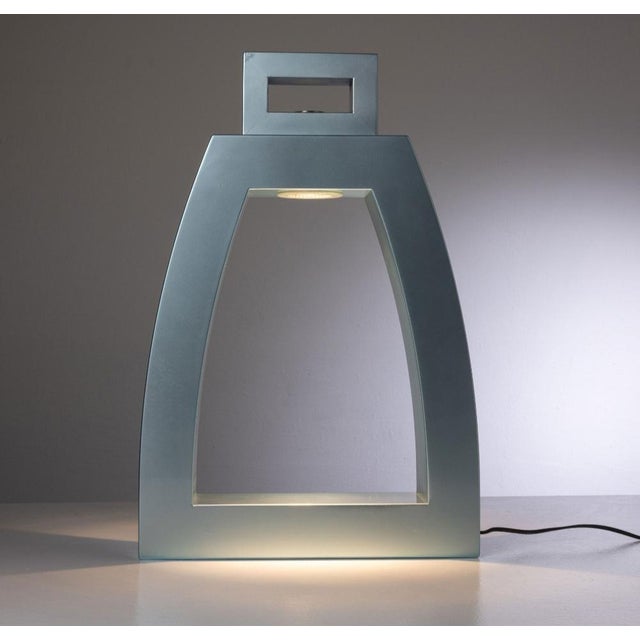 Table Lamp in Blue Lacquered Wood attributed to Andrea Anastasio for Zenith, 1980s For Sale - Image 4 of 18