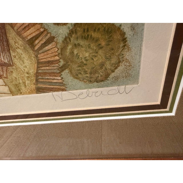 1970s 1970s Françoise Deberdt "Poisson Volant" Original Etching – Limited Edition 31/120, Framed With Coa For Sale - Image 5 of 11