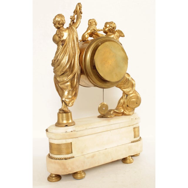 Louis XVI Style Figural Gilt-Bronze and Marble Mantel Clock For Sale - Image 9 of 13