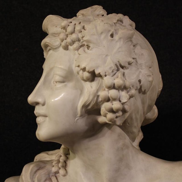 Satyr and Bacchante, 1880, White Marble Sculptures, Set of 2 For Sale - Image 9 of 13