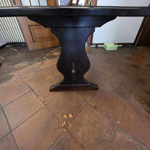 Rustic Rustic Walnut-Stained Fratino Table with Sawhorse Legs For Sale - Image 3 of 12