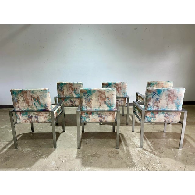 Chrome Set of 6 Mid 20th Century Brushed Chrome Dining Chairs Attrb to Founders Patterns 23 For Sale - Image 8 of 10