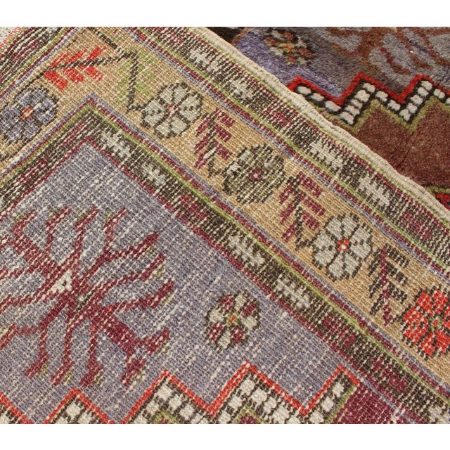 Mid 20th Century Vintage Oushak With Geometric Motifs Filled With Array For Sale - Image 5 of 12