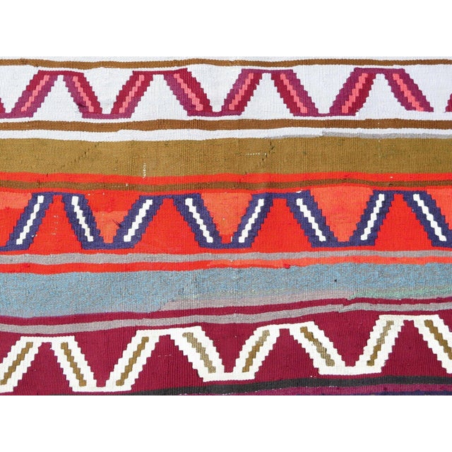 1960s Handmade Area Vintage Turkish Kilim Rug Boho 67"x85" For Sale - Image 5 of 12