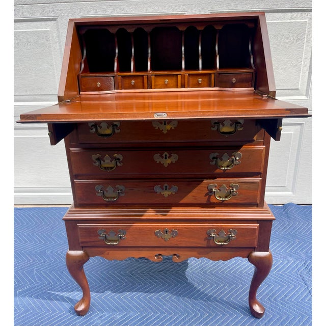 Brown Mid-Century Maddox of Jamestown Mahogany Slant Front Secretary Desk For Sale - Image 8 of 18